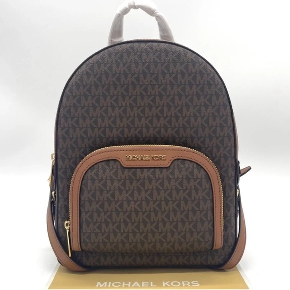 Michael Kors Medium Jaycee Zip Packet Backpack Brown/Gold - Picture 1 of 13